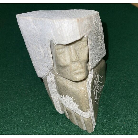 Signed Alabaster Native American Navajo Indian Sculpture Signed by J. KIEN - Picture 5 of 10